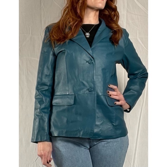 Vintage Women’s Size 12 Chadwick’s Teal Leather Jacket - Picture 1 of 15
